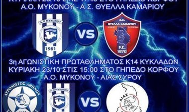 Σημαντικά ματς για Α.Ο Μυκόνου και Κ 14 Soccer School