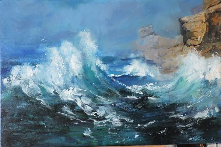 Πρόσκληση στην έκθεση Ζωγραφικής της Ελένης Μάντζαρη - Νικολάκη με τίτλο «Αύρα Μυκόνου»