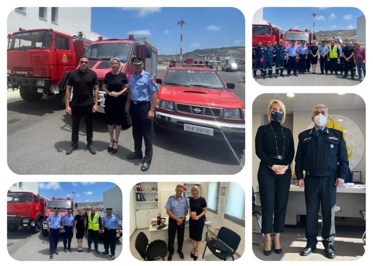 MP Katerina Monogiou: Κατόπιν αιτήματος της Κατερίνας Μονογυιού , ενισχύθηκε η Πυροσβεστική Υπηρεσία Μυκόνου με ένα πυροσβεστικό όχημα 5 τόνων και 9 πυροσβέστες