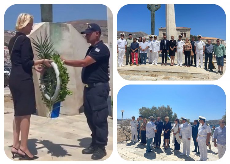 ND's MP Katerina Monogiou: Στεφάνι στο μνημείο του Αγνώστου Ναύτη Σύρου κατέθεσε η Βουλευτής Κυκλάδων Κατερίνα Μονογυιού [Video]