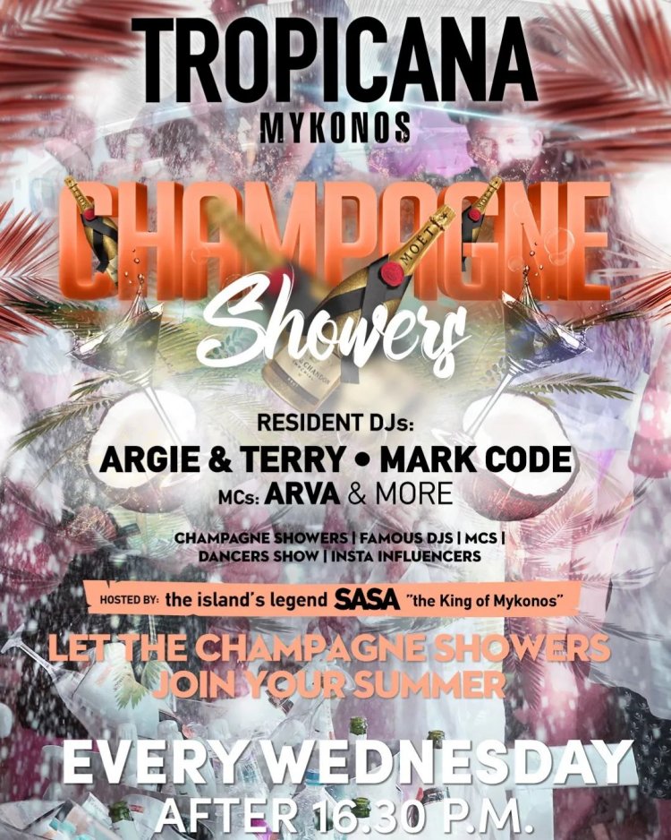 Tropicana Mykonos: The famous Champagne Showers party take place every Wednesday. Are you ready to live the experience? [pics &videos]