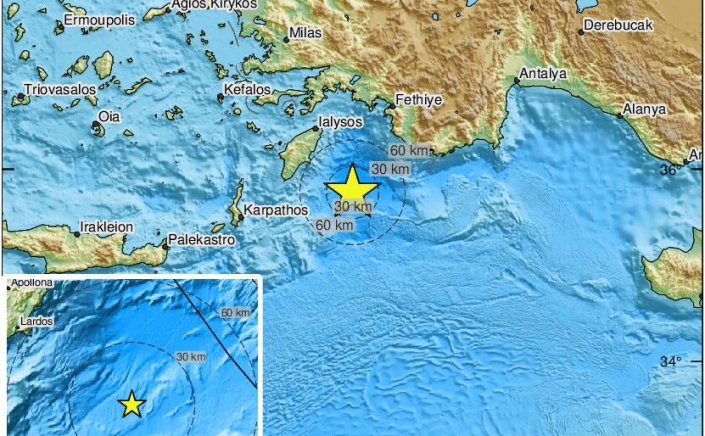 Earthquakes Today: Σεισμός τώρα 5,7 Ρίχτερ ανατολικά της Ρόδου