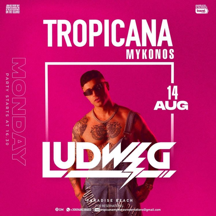 Tropicana Mykonos Party: DJ Ludwig on the decks of Tropicana, Monday August 14th, 2023. Are you ready to live the experience ? [pics]