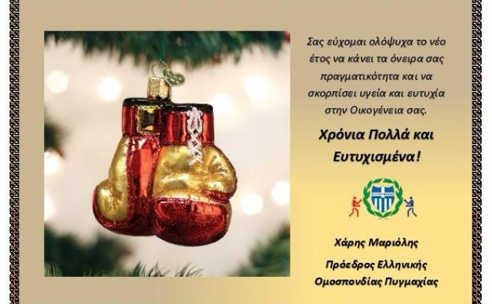 Joyeuses Fêtes!  Ευχές για Καλές Γιορτές από τον Πρόεδρο της  Ελληνικής Ομοσπονδίας Πυγμαχίας Χάρη Μαριόλη 