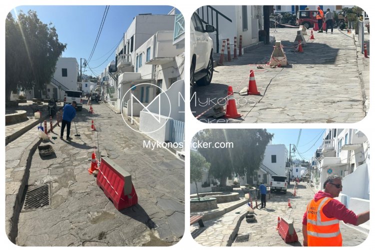 Mykonos: Διακοπή κυκλοφορίας από Φάμπρικα έως Κάτω Μύλους λόγω εργασιών αποκατάστασης φθορών στο πλακόστρωτο οδόστρωμα