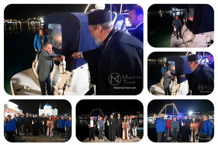 The Holy Light arrived in Mykonos: Με λαμπρότητα η υποδοχή τoυ Αγίoυ Φωτός στην Mύκovo [Εικόνες & 4 videos]