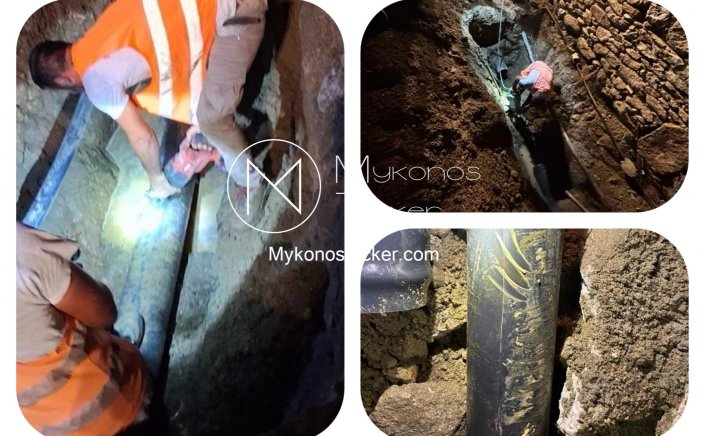 ΔEYA Mυκόvou: Αποκαταστάθηκε η έγκαιρα η βλάβη σε κεντρικό αγωγό του δικτύου ύδρευσης στην Αργύραινα [Εικόνες]