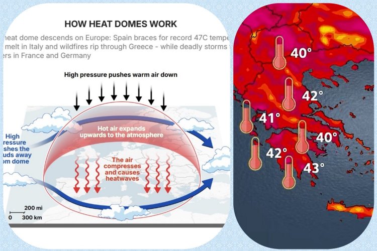 Heat Dome brings Heatwave: Ο «θερμικός θόλος» φέρνει Καύσωνα, που κατευθύνεται στην Ελλάδα!! Η πιο δύσκολη μέρα [Διαδραστικός Χάρτης]