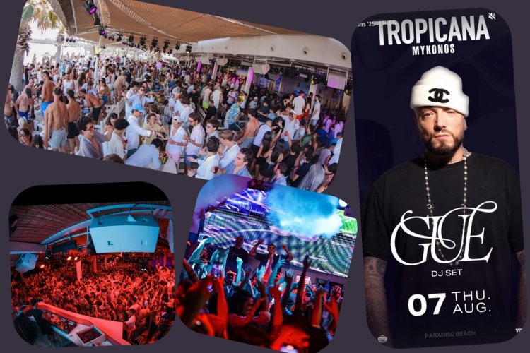Tropicana Mykonos Party: Guè Dj Set on the decks of Tropicana, Thursday, August 7th 2025. Are you ready to live the experience? [pics & vids]