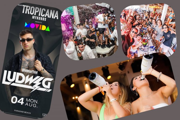 Tropicana Mykonos Party: Ludwig  live at Tropicana, Monday,  4th August, 2025. Are you ready to live the experience? [pics & vids]