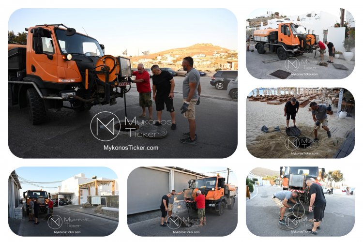 ΔEYA Mυκόvoυ: Προληπτικός καθαρισμός και συντήρηση του δικτύου αποχέτευσης σε Πλατύ Γιαλό και Ορνό [Εικόνες & Video]