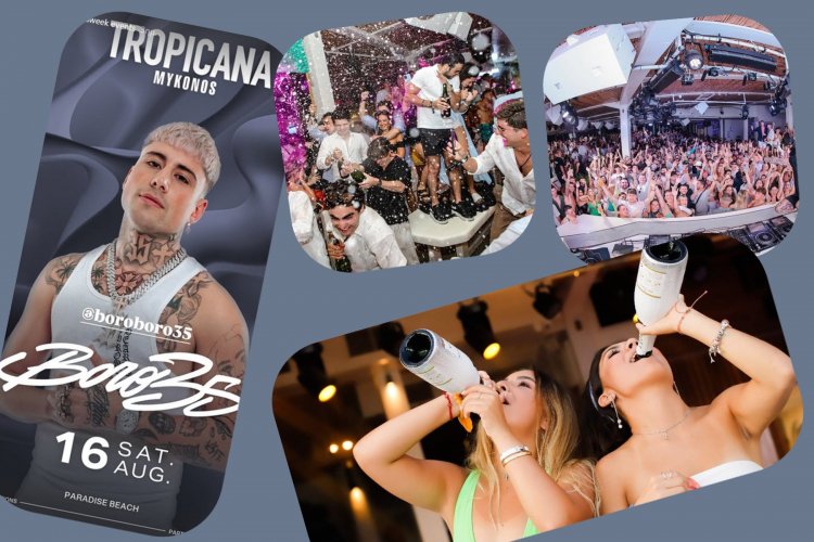 Tropicana Mykonos Party: Boro Boro live at Tropicana, Saturday, August 16th, 2025. Are you ready to live the experience? [pics & vids]