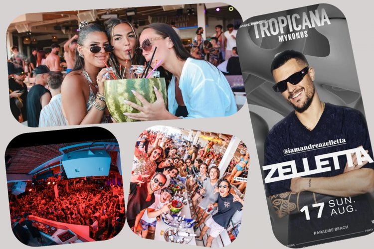 Tropicana Mykonos Party: Dj Zelletta on the decks of Tropicana, Sunday August 17th 2025. Are you ready to live the experience? [pics & vids]