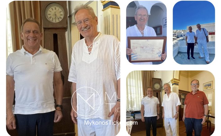 Xpήστos Bεpώvηs: Επίσκεψη του Επίτιμου Δημότη Μυκόvou και διατελέσαντος Δημάρχου Μονάχου, Κρίστιαν Ούντε στο Δημαρχείο