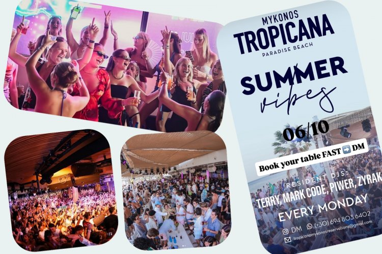 Tropicana Mykonos Party: Djs Terry, Merk Code, Pier, and Zyrak on the decks of Tropicana, Monday October 6th 2025 Are you ready to live the experience? [pics & vids]